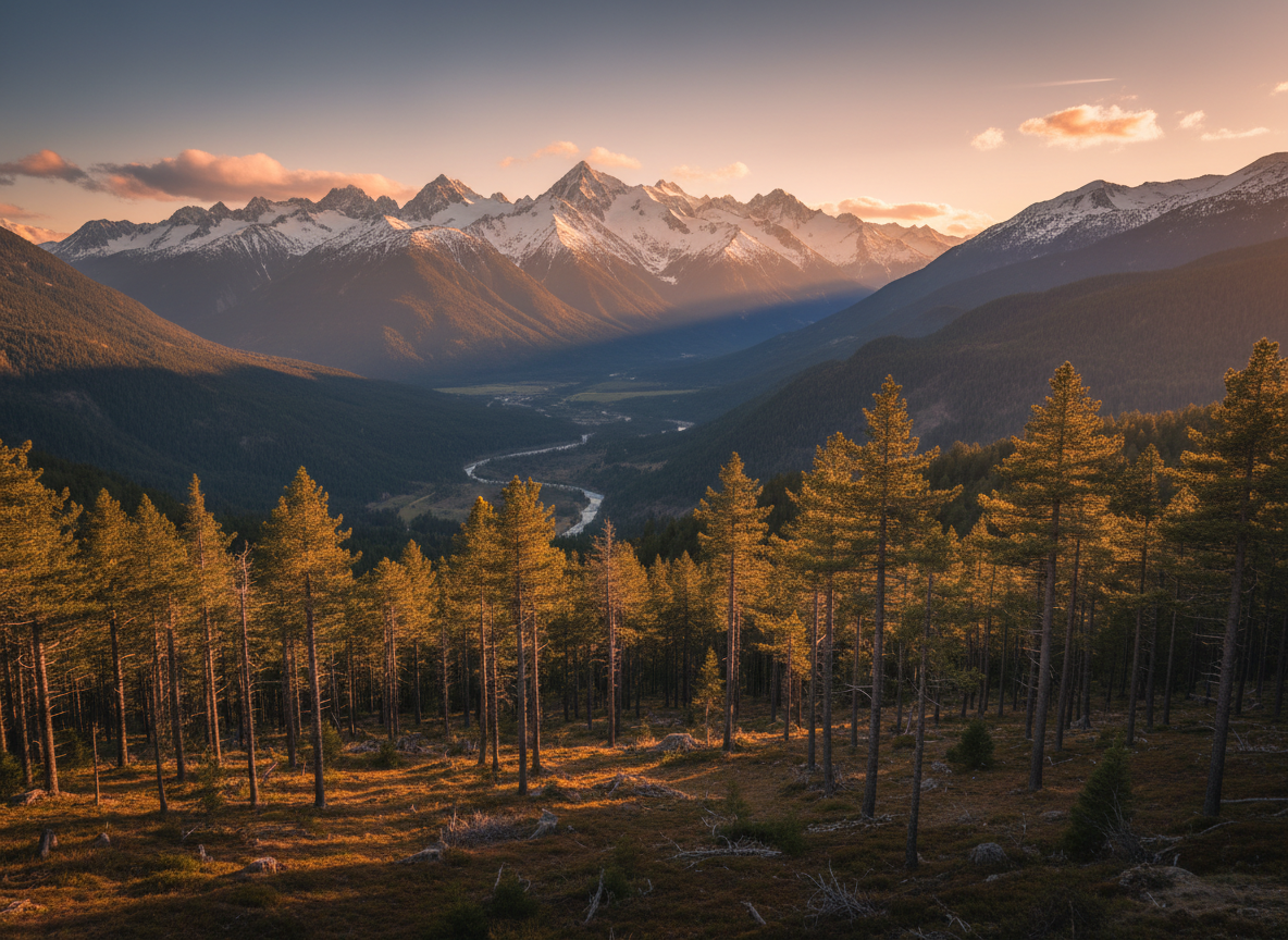 Paisaje del Pirineo al atardecer
